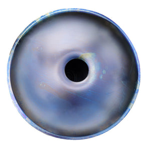 Handpan D minor 10 noten blauw, handpan kopen, frequentie 432hz, frequentie 440hz, hang drum, trommel, muziekinstrument