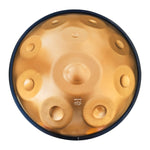 Handpan D minor 10 noten goud, handpan kopen, frequentie 432hz, frequentie 440hz, hang drum, trommel, muziekinstrument