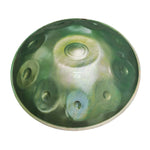 Handpan D minor 10 noten groen, handpan kopen, frequentie 432hz, frequentie 440hz, hang drum, trommel, muziekinstrument