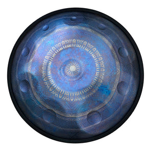 Handpan mandala 10 notes bleu, instrument hang drum mandala