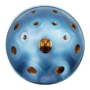 Handpan D minor 13 noten blauw, handpan kopen, frequentie 432hz, frequentie 440hz, hang drum, trommel, muziekinstrument