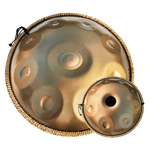 Handpan D minor 17 noten goud, handpan kopen, frequentie 432hz, frequentie 440hz, hang drum, trommel, muziekinstrument