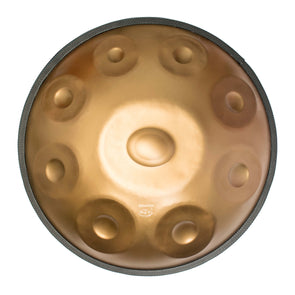 Handpan d minor 9 noten goud, handpan kopen, frequentie 432hz, frequentie 440hz, hang drum, trommel, muziekinstrument